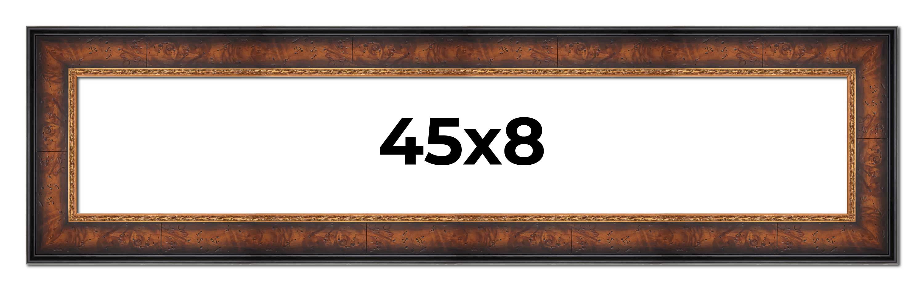 45x8 Frame Brown Walnut Gold Ornate Trim Solid Wood Plein Air Picture ...