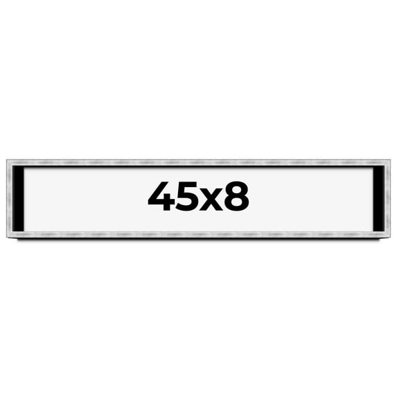 45x8 Frame Brushed Silver Solid Wood Picture Frame | 0.75 Inch Moulding Width | Rabbet Depth 0.75