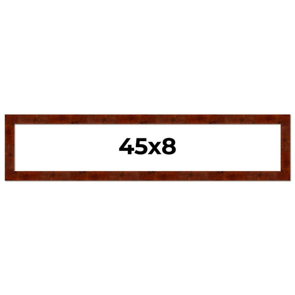 45x8 Walnut Brown Veneer Real Wood Picture Frame Width 1.75 inches | Interior Frame Depth 0.5
