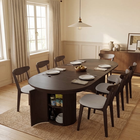 Cedarra 46"-105" Extendable Dining Table for 2-12 People, with Storage Space, Transformer Table
