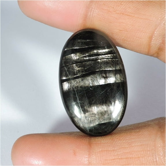 Khushi Gems Natural Power Hypersthene Oval Cabochon Loose Gemstone, 46.10 Ct