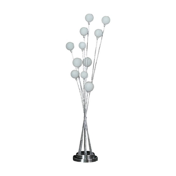 46" 11-Light Acrylic Globe LED Chrysanthemum Floor Lamp, Silver Chrome