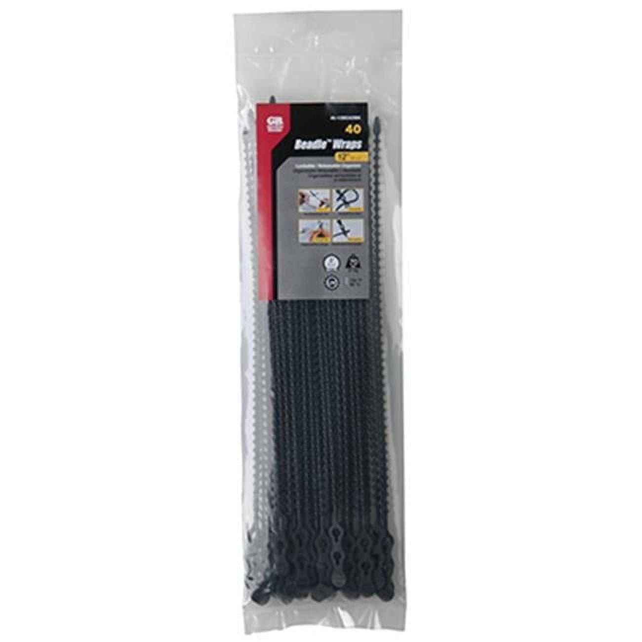 Beadle Wrap Cable Ties - Yellow 12-Inch Cable Ties, 15-Pack For Organizing Wires & Cables