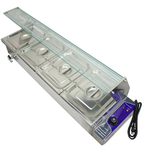 46×14×15in 4-Pan Buffet Bain-Marie Food Warmer 1500W 110V Steam Table Stainless