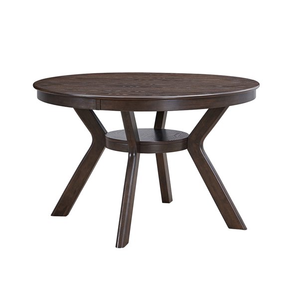 46.18'' Round Dinner Table For 4-6: Solid Wood & Construction, Brown Dining Versatile Use,