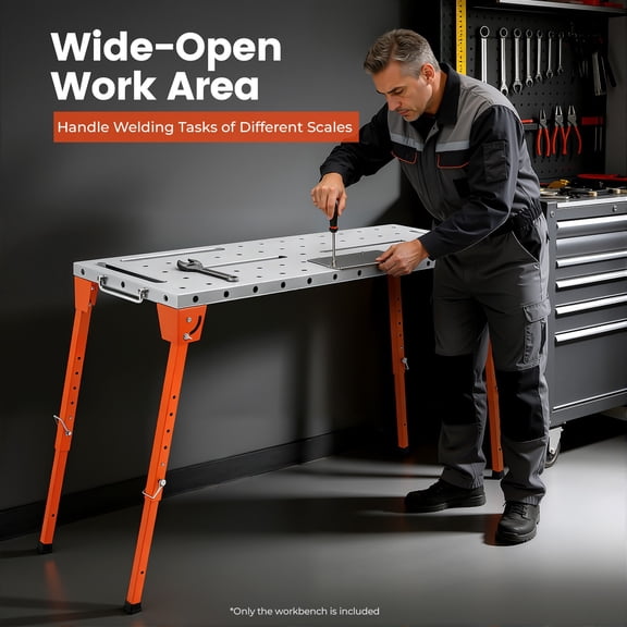 4618In 2mm Thick Steel Welding Workbench 1000LBS Heavy Duty Adjustable Height Metal Work Table