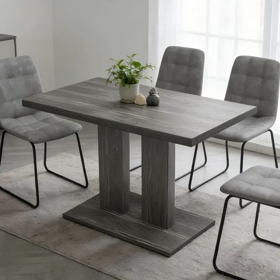 46.2" Dining Table,Modern Square Dining Table for 4-6 People,Rectangular Dining Room Table with Sturdy Pedestal Base,Rectangle kitchen Table for Living Room, Apartment