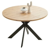 46.4" Round Dining Table, Mid Century Modern Round Dining Table for 4-6 Person, Steel Legs, Leisure Coffee Table for Kitchen Dining Room, Save Space
