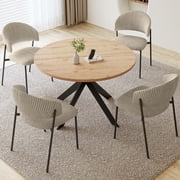 46.4" Round Dining Table Set For 4 , Modern Kitchen Table Set, MDF Dining Table With 4 Dining Chairs