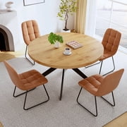 46.4" Round Table Set Of 4 , Modern Kitchen Table Set, Mdf Dining Table With Dining Chairs