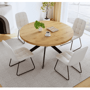 46.4" Round Table Set Of 4 , Modern Kitchen Table Set, Mdf Dining Table With Dining Chairs