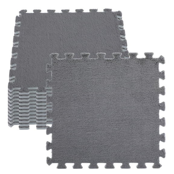 46.4 Sq. Ft. Easy-Install Plush Interlocking Foam Tiles - 11.8"x11.8"x0.51" Non-Slip Kid-Friendly Mat with Borders, Soft Carpet for Toddlers & Bedroom (Grey)