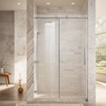 thumbnail image 1 of 46-48" W * 76" H Frameless Single Sliding soft-close Shower Doors, Bathroom Sliding Shower Door, 5/16" (8mm) Thick SGCC Tempered Glass Door, 1 of 9