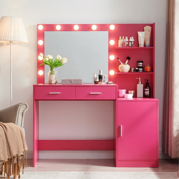 46.4IN Size - 3 Level Dresser Design - Office Placement - High Efficiency Makeup Vanity Desk