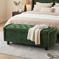 thumbnail image 1 of Furniliving 46.5" Chenille Storage Bench, Button-Tufted Upholstered Ottoman with Hidden Storage, End of Bed Bench for Bedroom Entryway Living Room, Green, 1 of 12