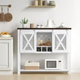 thumbnail image 1 of 46.5" Farmhouse Coffee Bar Cabinet with 2 Sliding Barn Doors,  Kitchen Buffet Sideboard with Drawer Storage, Metal Wood Wine Bar Rack Table for Kitchen Dining Room Living Room,White, 1 of 17
