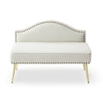 thumbnail image 1 of 46.5 Inch Pleated Velvet Upholstered Bench, Modern Tufted Dining Bench Loveseat Couch with Backrest and Metal Legs, Padded Bed End Bench Chair for Entryway Living Room Bedroom, Beige, 1 of 5