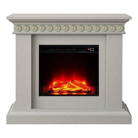 46.5" Wide Electric Freestanding Fireplace w/ Realistic LED Flames - Off White