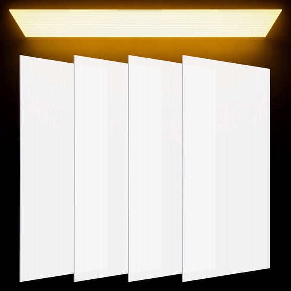 White 46.5 x 22.5 x 0.08 Inch 4 Pack Fluorescent Light Diffuser Panel for Drop Ceiling, Replacement Polycarbonate Sheet for Classroom, Office, Home, Hospital