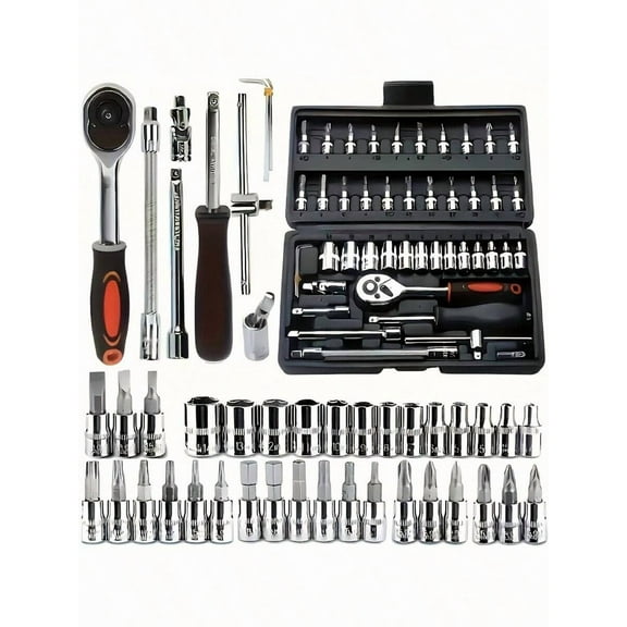 46/53/216pcs Professional Tool Set, Multi-Functional Toolbox, Portable Design, For Home And Car Repair, A Tool Set For DIY Enthusiasts And Professionals, A Gift For Friends, Local Shipping
