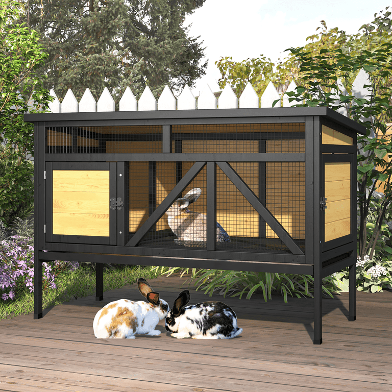 Elevated Rabbit Cage, Indoor Outdoor Rabbit Hutch, Bunny