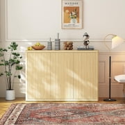 46.7" Wide Buffet Cabinet with 3 Fluted Doors & Adjustable Shelves, Modern Accent Sideboard Credenza for Dining Room, Living Room, Kitchen, Hallway, Natural