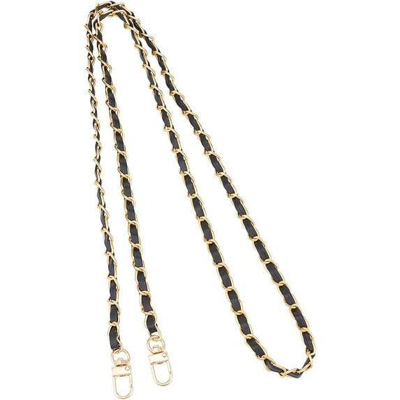 46.8 Inch PU Purse Chain Strap Light Gold Wallet Metal Chain Zinc Alloy Belt Chain Bag Strap Extender with Alloy Spring Swivel Clasp for DIY Bag Replacement Accessories
