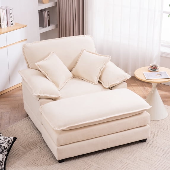 46.9-Inch Wide Single Sofa, Comfort Upholstered Recliner with Ottoman, Home Furniture , Comfortable Seating, Great Halloween Gift Idea