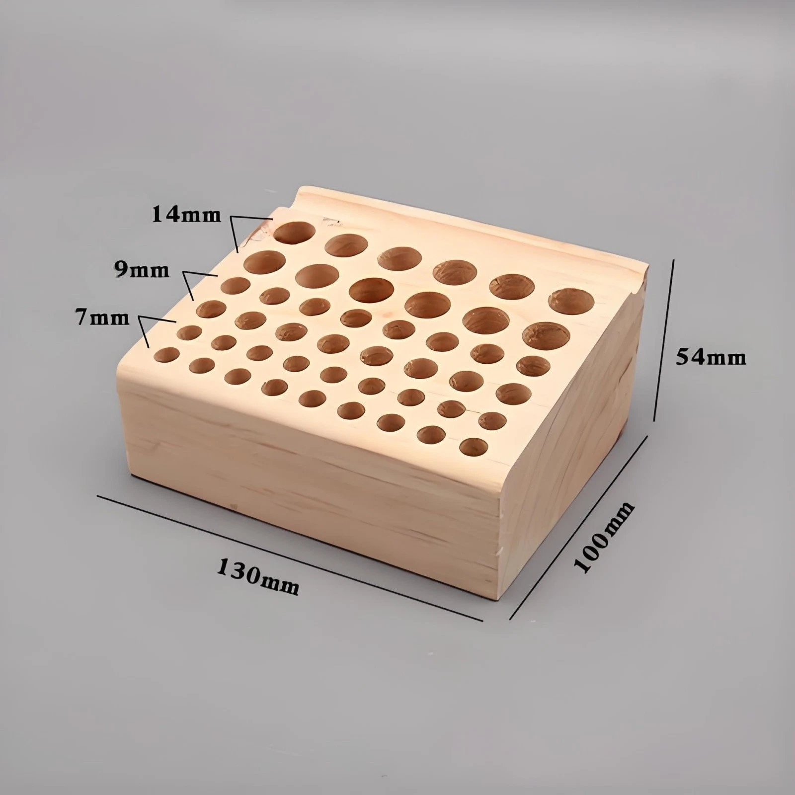 46 / 98-Hole Pine Wood Leather Tool Holder Rack – Wooden Stamp & Punch Organizer Stand for Leathercraft, Chisels, Awls, and DIY Workshops