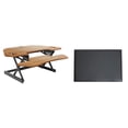 thumbnail image 1 of 46" Adjustable Corner Standing Desk Converter Anti Fatigue Mat Bundle Teak Wood, 1 of 8