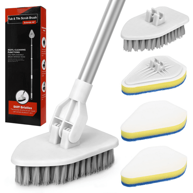 46" Bathtub Tub Scrubber with Long Handle Scrub Brush for Shower