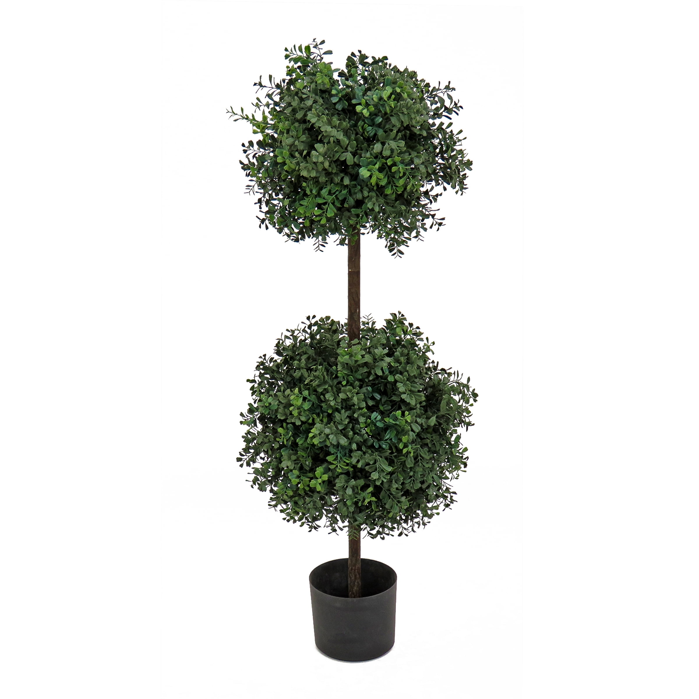 46" Green Plastic Boxwood Double Ball Topiary with Lights