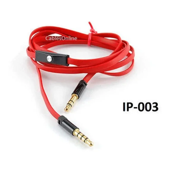 46" Car Auxiliary 3.5Mm Stereo Audio Cable W/ In-Line Mic & Pickup/Hangup Button