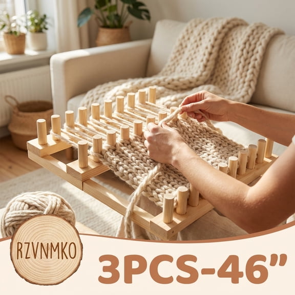 RZVNMKO 46" Chunky Blanket Loom DIY Chunky Knit Blanket Loom,Adjustable Size Hand Knitting Yarn Chunky,No Needles Required,Beginner Friendly Yarn Craft