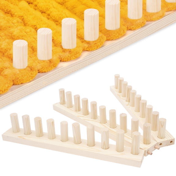 46" Chunky Knitting Blanket Loom, Wooden DIY Weaving Loom Kit, Adjustable Modular Blanket Frame, Includes Assembly Hardware, 2-in-1 Knitting Loom for Blankets,Throws, Afghans (Wood)