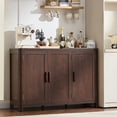 thumbnail image 1 of 46" Coffee Bar Cabinet, Kitchen Storage Cabinet with 3 Doors, Sideboard Buffet Cabinet with Adjustable Shelves for Kitchen, Dining Room, Walnut, 1 of 12