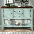 thumbnail image 1 of 46" Console Table with Drawer for Entryway, Buffet Cabinet Sideboard with 2 Cabinets and Bottom Shelf, Wood Console Table Storage Cabinet for Dining Room Home Furniture, Retro Blue, 1 of 8