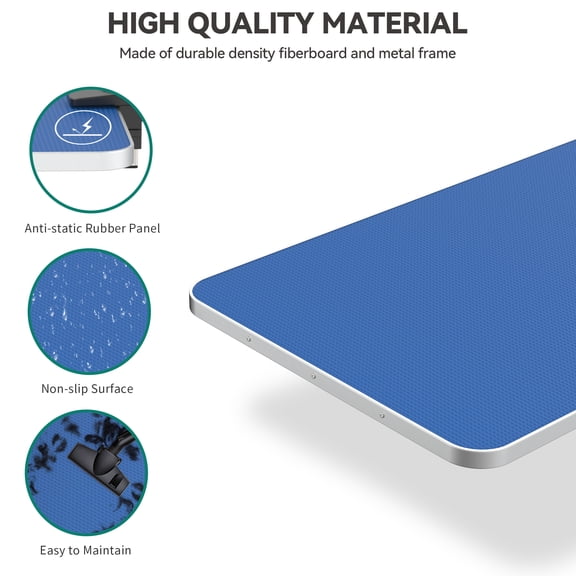 46" Dog Grooming Table, Foldable Home Pet Bathing Station Table with Adjustable Arm, Non-Slip Desktop, Storage Tray& Noose, Blue