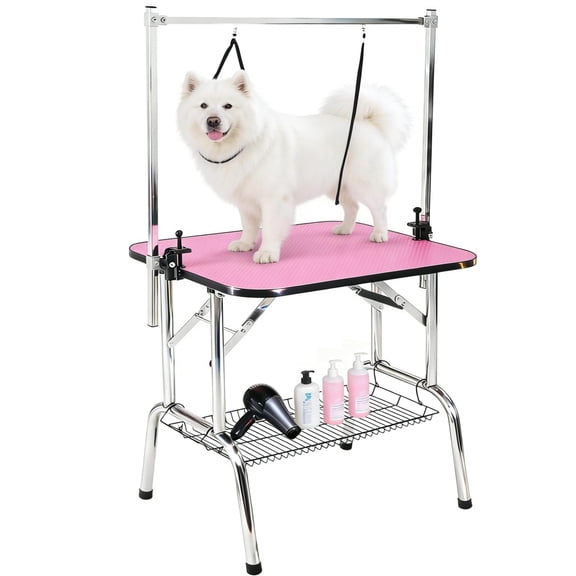 46" Dog Grooming Table w/ Height Adjustable Arms - 330Lb Static Weight Capacity | Includes Noose & Mesh Tray | for Small/Large Dogs At Home