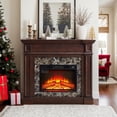 thumbnail image 1 of 46" Electric Fireplace with Mantel, Freestanding TV Stand with 23" Fireplace Insert, 1400W Electric Fireplace Heater with Remote Control, Adjustable Flame, Living Room/Apartment (46" W - Cherry), 1 of 18