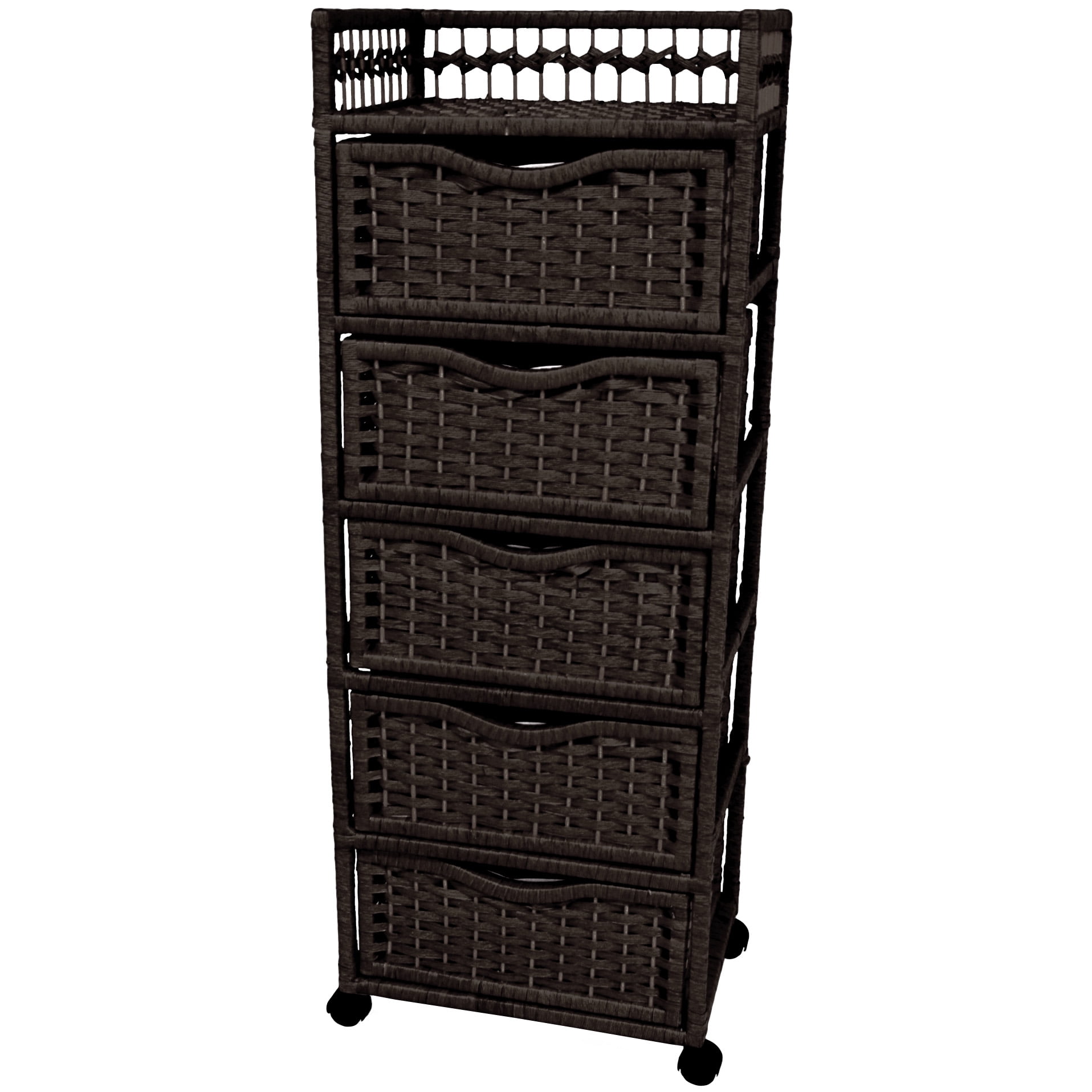 46" Faux Rattan Fiber 5 Drawer Lingerie - Black