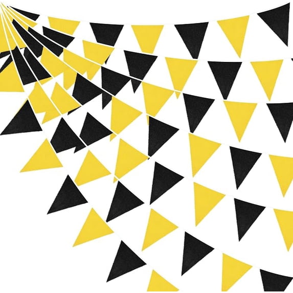 Triangle Snacks 46 Feet Black and Yellow Burlap Triangle Pennant Garland - Walmart.com