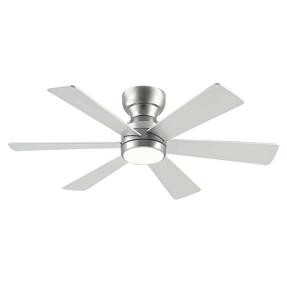 46" Flush Mount Ceiling Fan with Lights Remote Control,Quiet DC Motor 6 Plywood Blade Ceiling Fans 6 Speed Levels,Reversible Ceiling Fan,for Patio Living Room, Bedroom,Office,Indoor.( SLIVER)