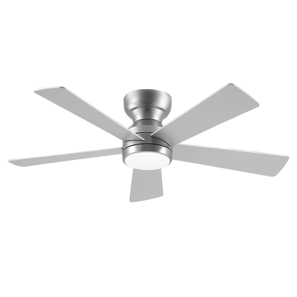 46" Flush Mount Ceiling Fan with Lights Remote Control,Quiet DC Motor 6 Plywood Blade Ceiling Fans 6 Speed Levels,Reversible Ceiling Fan,for Patio Living Room, Bedroom,Office,Indoor.( SLIVER)