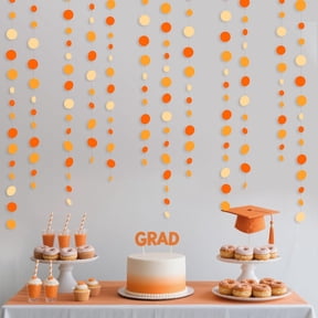 46 Ft Orange Graduations Party Decor Circle Dots Garland Polka Dot Hanging Paper Streamer for Orange Wedding Bridal Shower Birthday Baby Shower Engagement Harvest Party Decorations Supplies