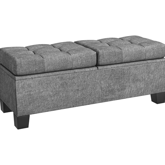 46" Gray Linen - Comfortable Seating Option - Bedroom, Reading Nook - Hidden Compartment