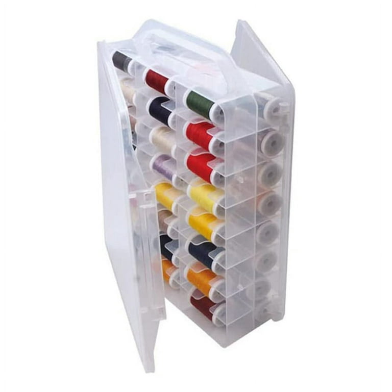 46 Grids Sewing Organizer, Double Sided Thread Box Storage, Portable Clear  Plastic Organizer Box (Clear) 
