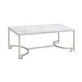 thumbnail image 1 of 46 Inch Coffee Table Faux Marble Surface Silver Finished Geometric Base, 1 of 6