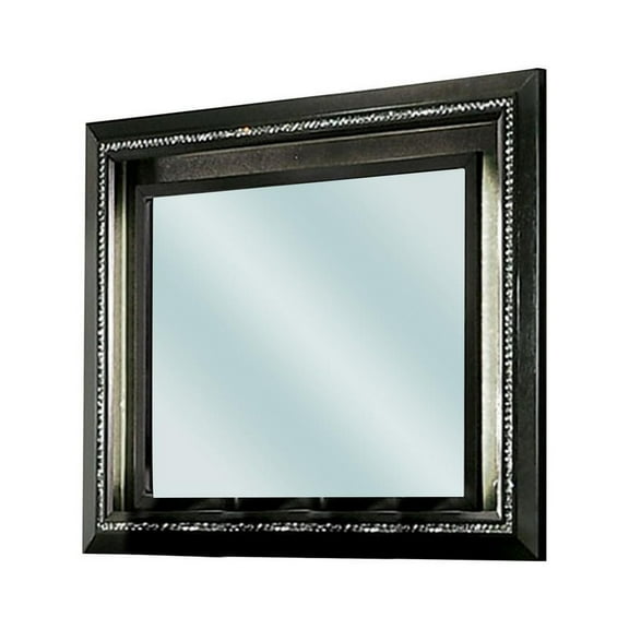 46 Inch Contemporary Style Wooden Mirror, Metallic Gray