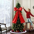 thumbnail image 1 of 46-Inch Extra Large Red Satin Bow Tree Topper, Oversized Christmas Bow with Long Streamers for Door, Wall, and Gift Decoration, Premium Polyester Fabric, 1 of 7